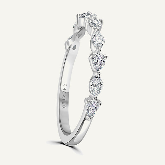 Pinched Design With Claw Set Marquise & Pear Cuts Diamond Eternity Ring
