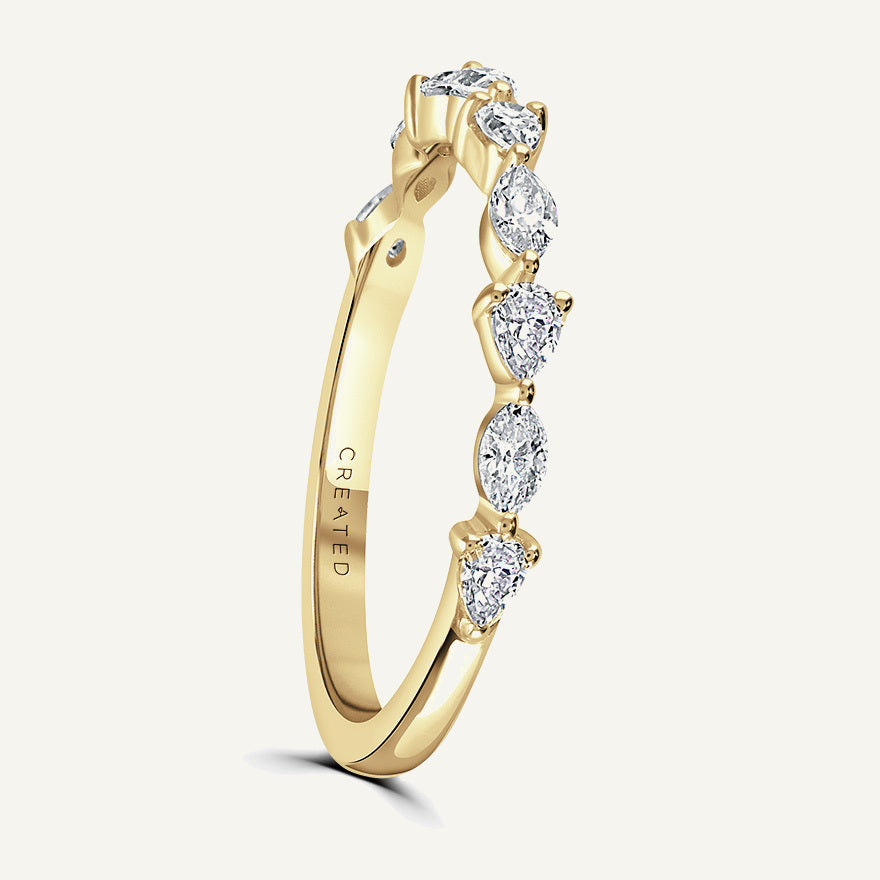 Pinched Design With Claw Set Marquise & Pear Cuts Diamond Eternity Ring