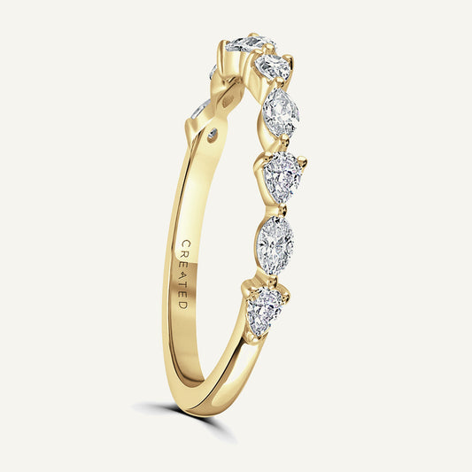 Pinched Design With Claw Set Marquise & Pear Cuts Diamond Eternity Ring