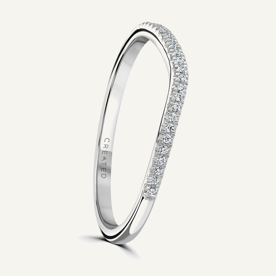 Round Brilliant Wave Shape Claw Set Diamond Eternity Ring