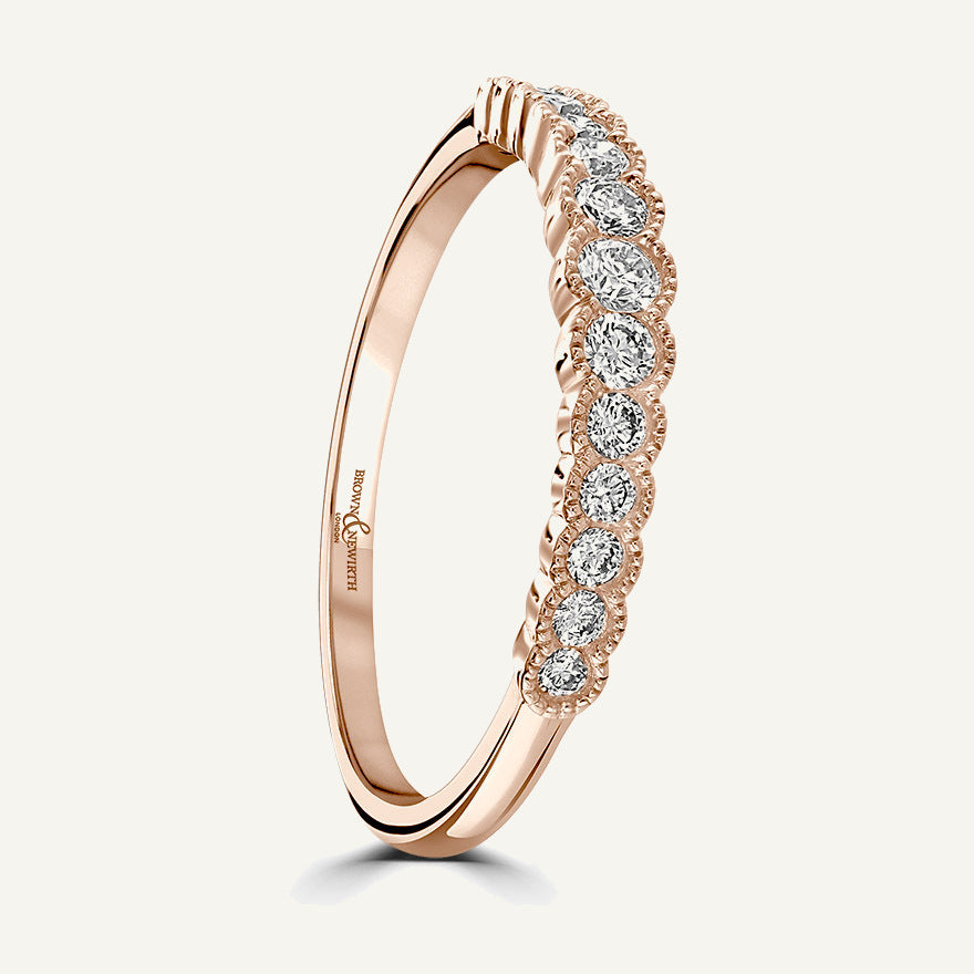 Graduated Bezel Set Rounds With Millgrain Edge Diamond Eternity Ring
