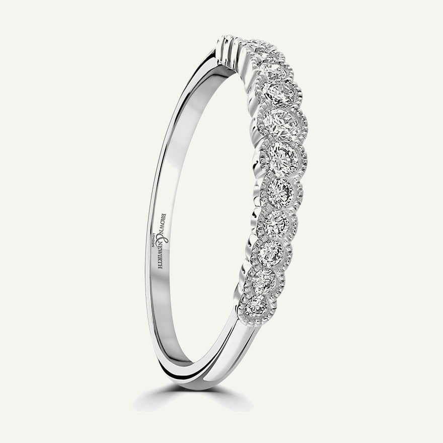 Graduated Bezel Set Rounds With Millgrain Edge Diamond Eternity Ring