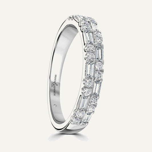 Mosaic Round And Baguette, Claw Set Diamond Eternity Ring
