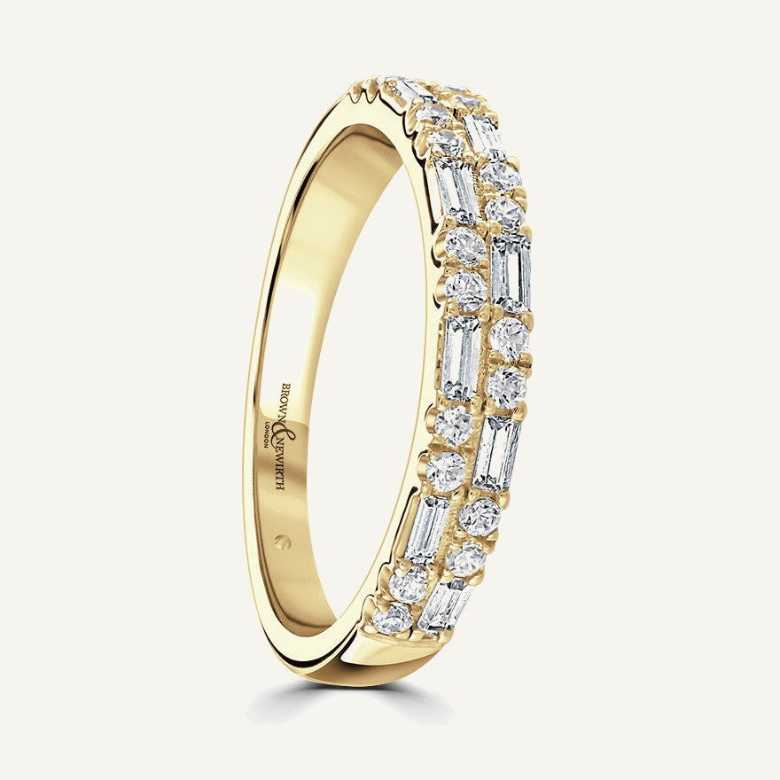 Mosaic Round And Baguette, Claw Set Diamond Eternity Ring