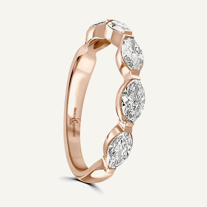 Landscape Marquee Band, Split Claw Diamond Eternity Ring