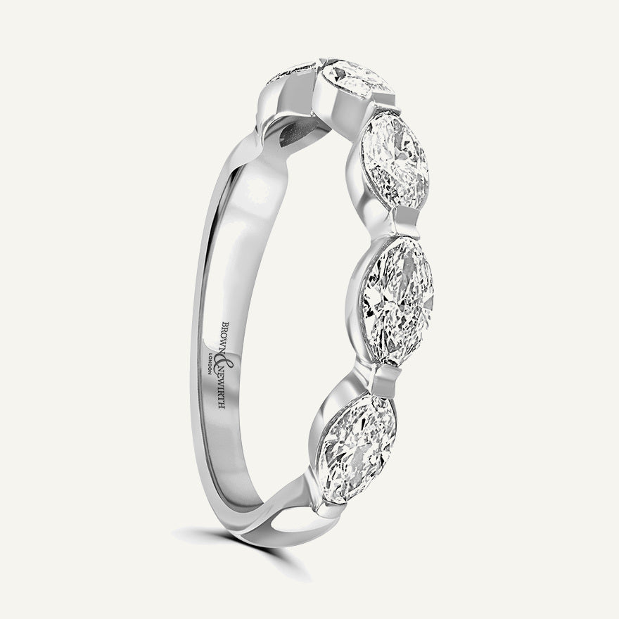 Landscape Marquee Band, Split Claw Diamond Eternity Ring