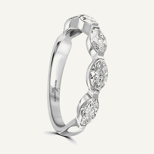 Landscape Marquee Band, Split Claw Diamond Eternity Ring