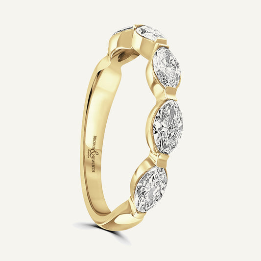 Landscape Marquee Band, Split Claw Diamond Eternity Ring