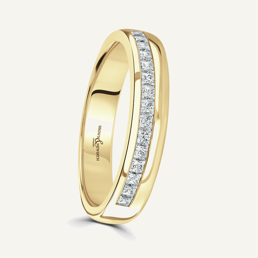Princess Cut, Channel, Offset Diamond Eternity Ring