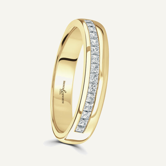 Princess Cut, Channel, Offset Diamond Eternity Ring