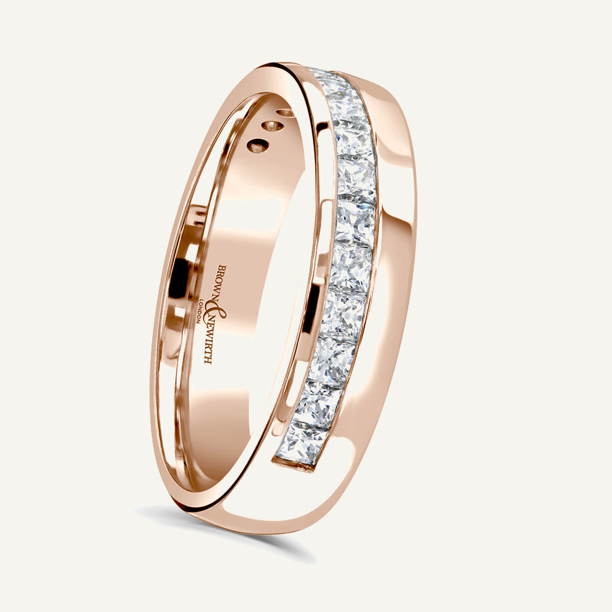 Princess Cut, Channel, Offset Diamond Eternity Ring