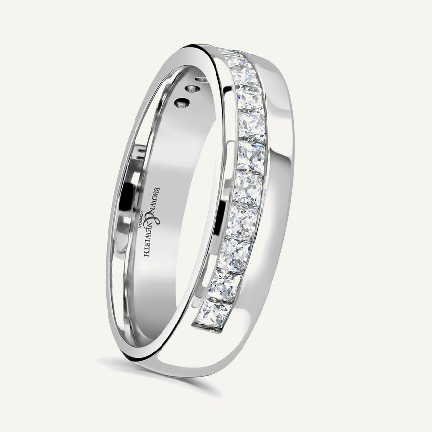 Princess Cut, Channel, Offset Diamond Eternity Ring
