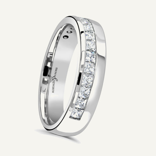 Princess Cut, Channel, Offset Diamond Eternity Ring