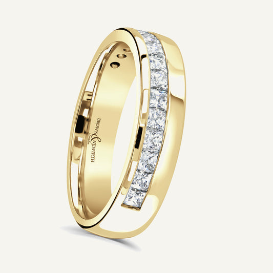 Princess Cut, Channel, Offset Diamond Eternity Ring