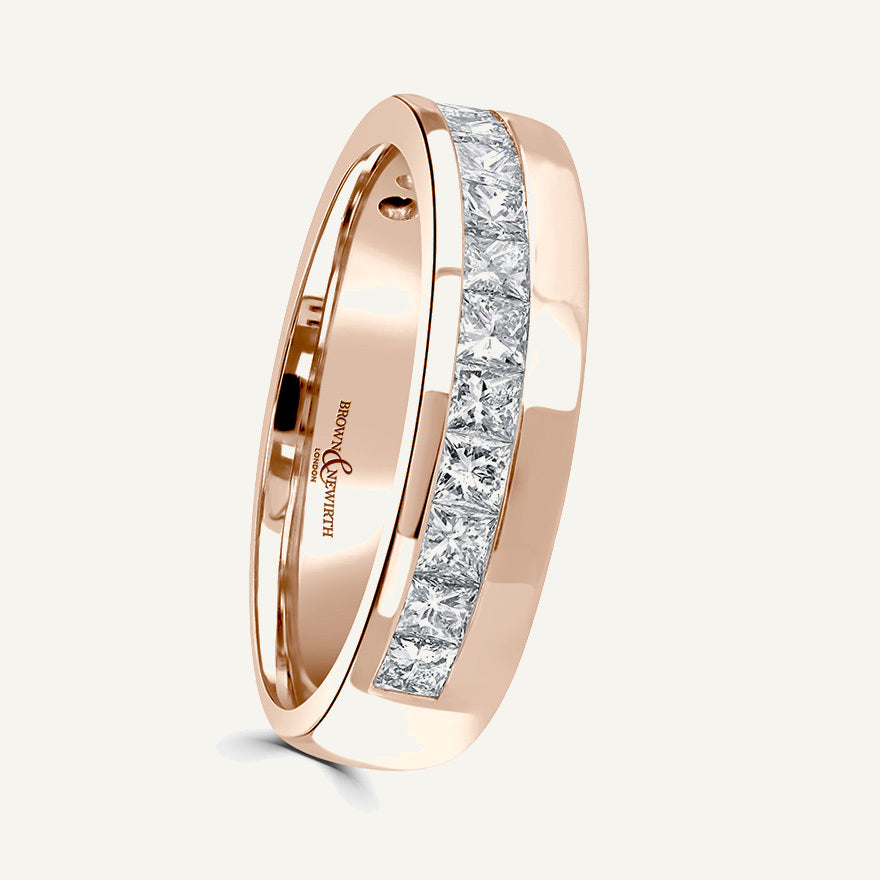 Princess Cut, Channel, Offset Diamond Eternity Ring