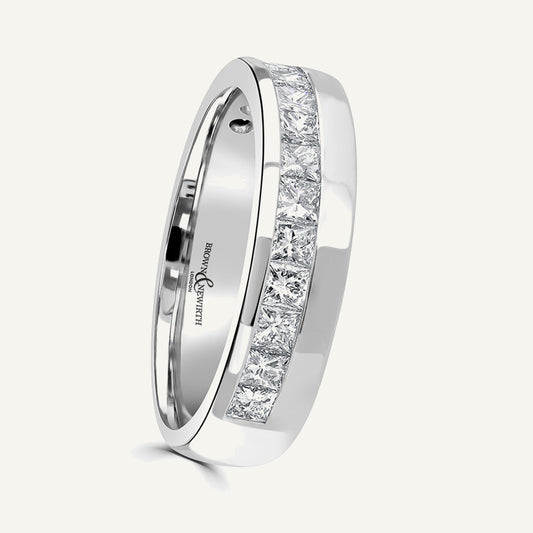 Princess Cut, Channel, Offset Diamond Eternity Ring