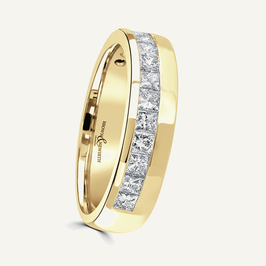 Princess Cut, Channel, Offset Diamond Eternity Ring
