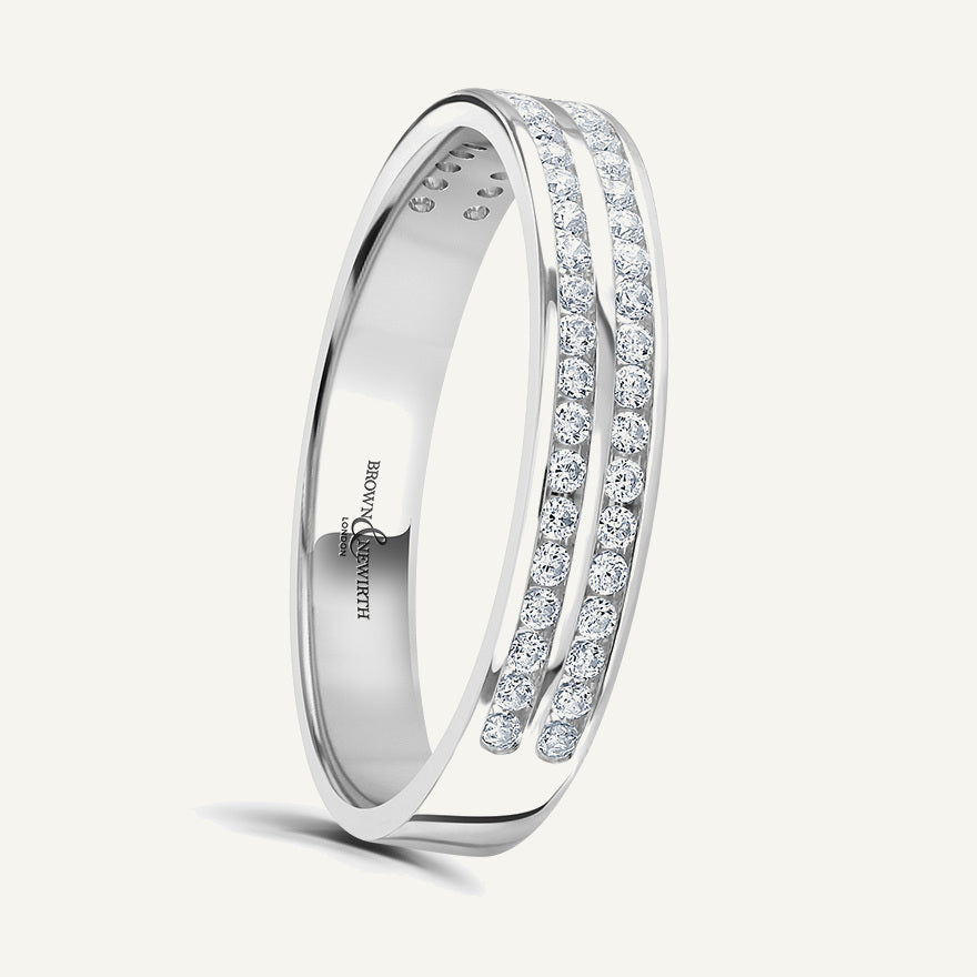 Round Brilliant Cut, Channel, Double Row Diamond Eternity Ring