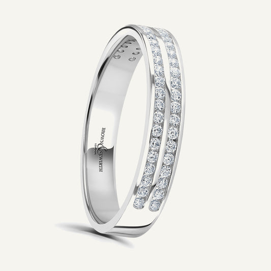 Round Brilliant Cut, Channel, Double Row Diamond Eternity Ring