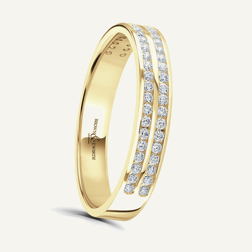 Round Brilliant Cut, Channel, Double Row Diamond Eternity Ring