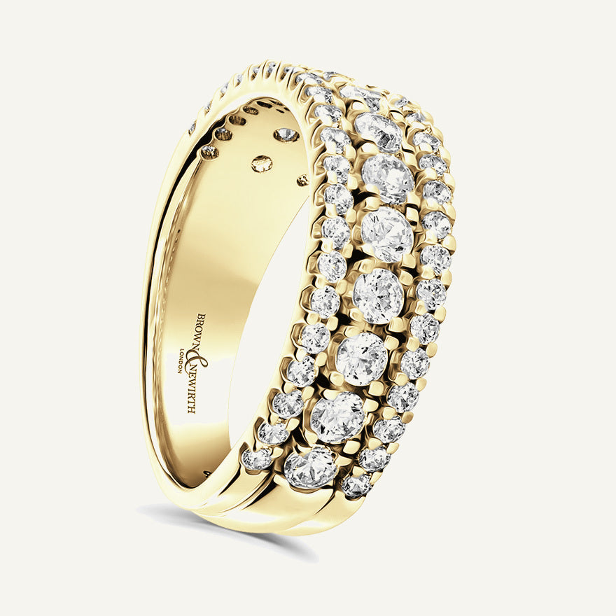 Round Brilliant Cut Varrying Widths, Claw, Multi Row Diamond Eternity Ring