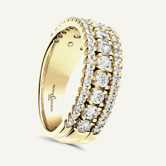 Round Brilliant Cut Varrying Widths, Claw, Multi Row Diamond Eternity Ring