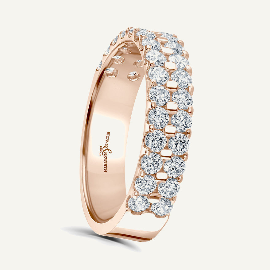 Round Brilliant Cut, Claw, Double Row Diamond Eternity Ring