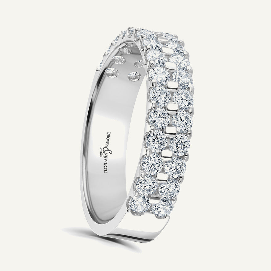 Round Brilliant Cut, Claw, Double Row Diamond Eternity Ring