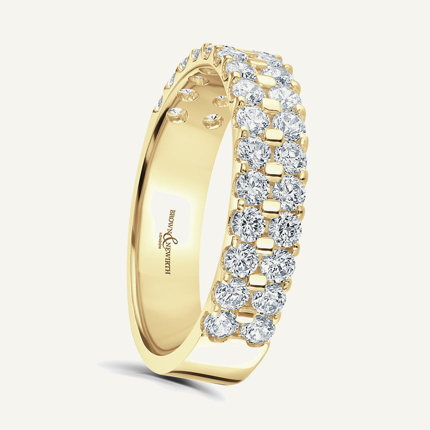 Round Brilliant Cut, Claw, Double Row Diamond Eternity Ring