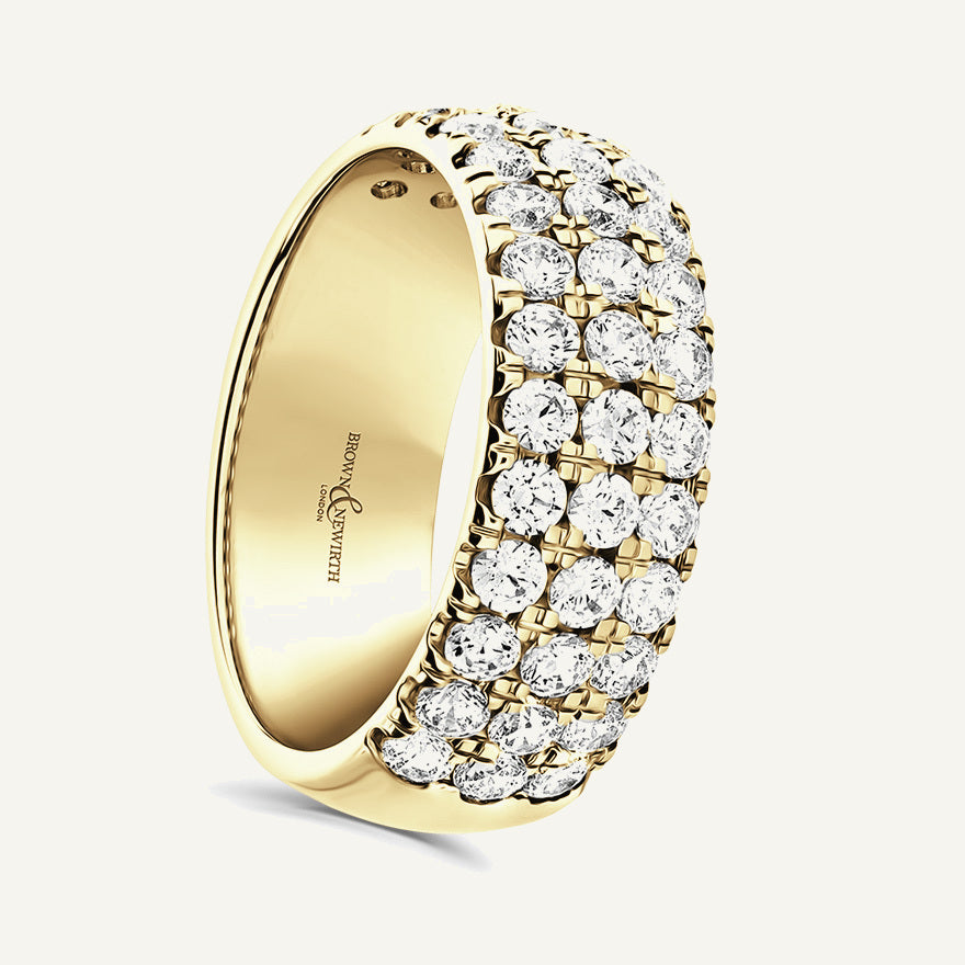 Round Brilliant Cut, Claw, Three Row Diamond Eternity Ring