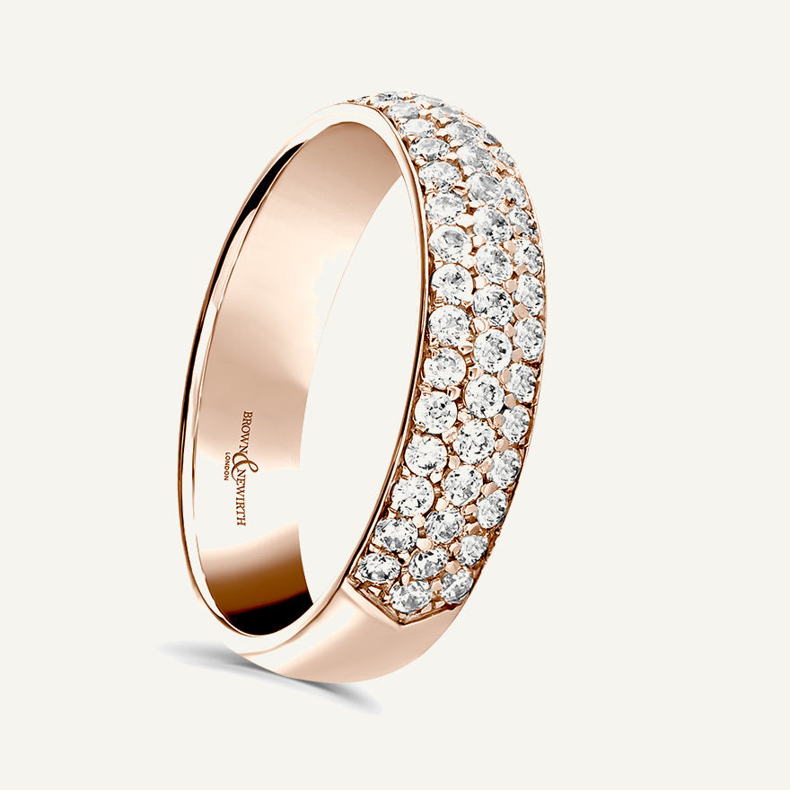 Round Brilliant Cut, Micro Pave, Multi-Row Diamond Eternity Ring