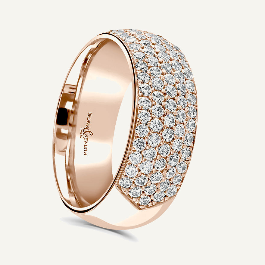 Round Brilliant Cut, Micro Pave, Multi-Row Diamond Eternity Ring