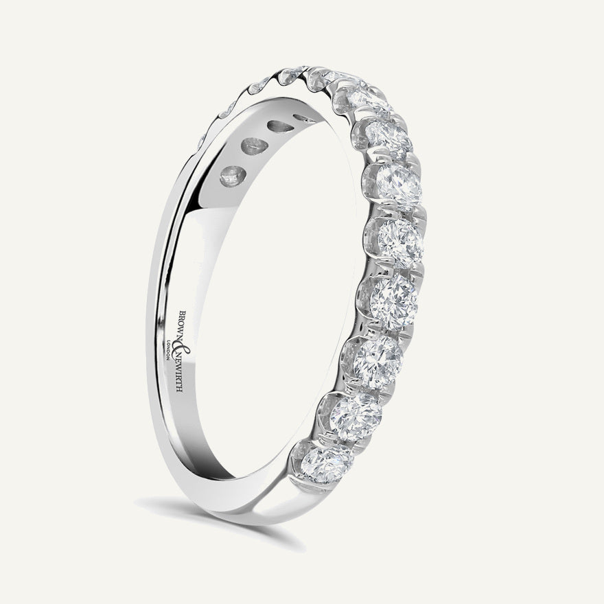 Round Brilliant Cut, Split Claw, Tube Diamond Eternity Ring