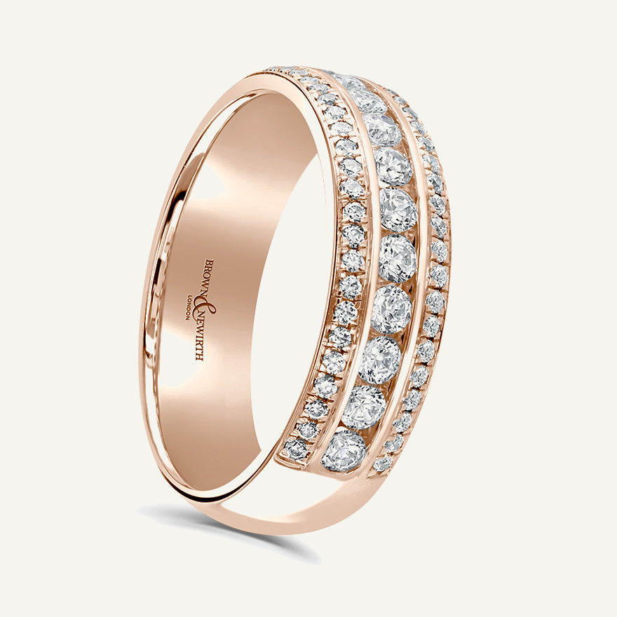 Round Brilliant Cut, Channel & Micro Pave, Multi-Row Diamond Eternity Ring