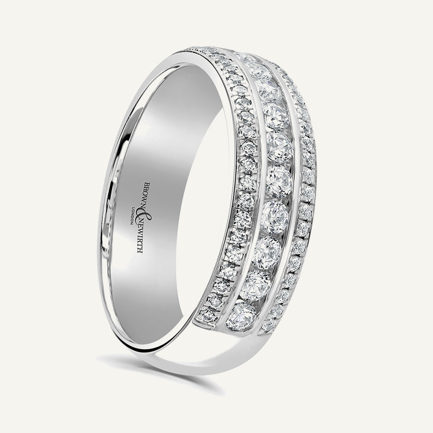 Round Brilliant Cut, Channel & Micro Pave, Multi-Row Diamond Eternity Ring