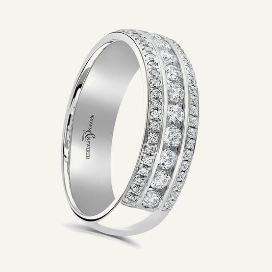 Round Brilliant Cut, Channel & Micro Pave, Multi-Row Diamond Eternity Ring