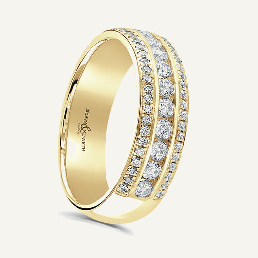 Round Brilliant Cut, Channel & Micro Pave, Multi-Row Diamond Eternity Ring