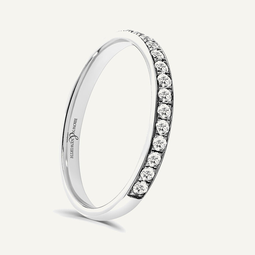 Round Brilliant Cut, Micro Pave, Courted Diamond Eternity Ring