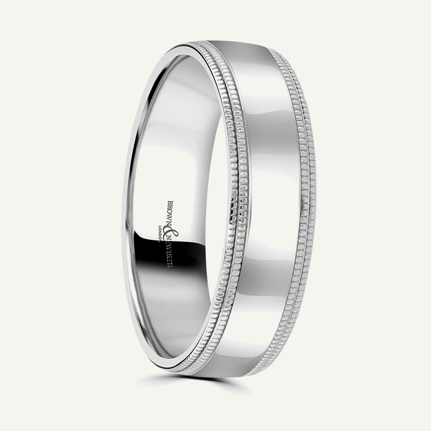 P1031 Modern Court Patterned Wedding Ring
