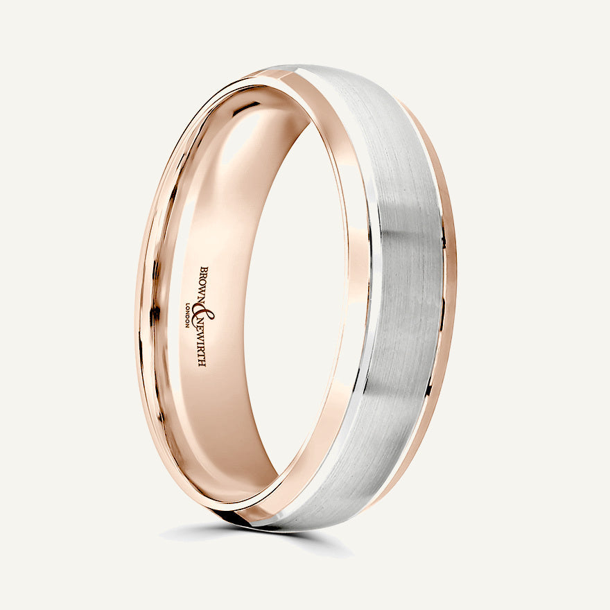P1046 Classic Court Dual Colour Patterned Wedding Ring