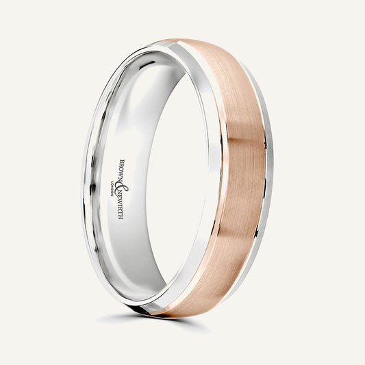P1046 Classic Court Dual Colour Patterned Wedding Ring