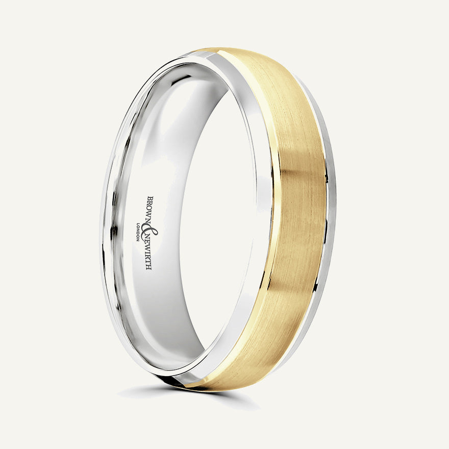 P1046 Classic Court Dual Colour Patterned Wedding Ring