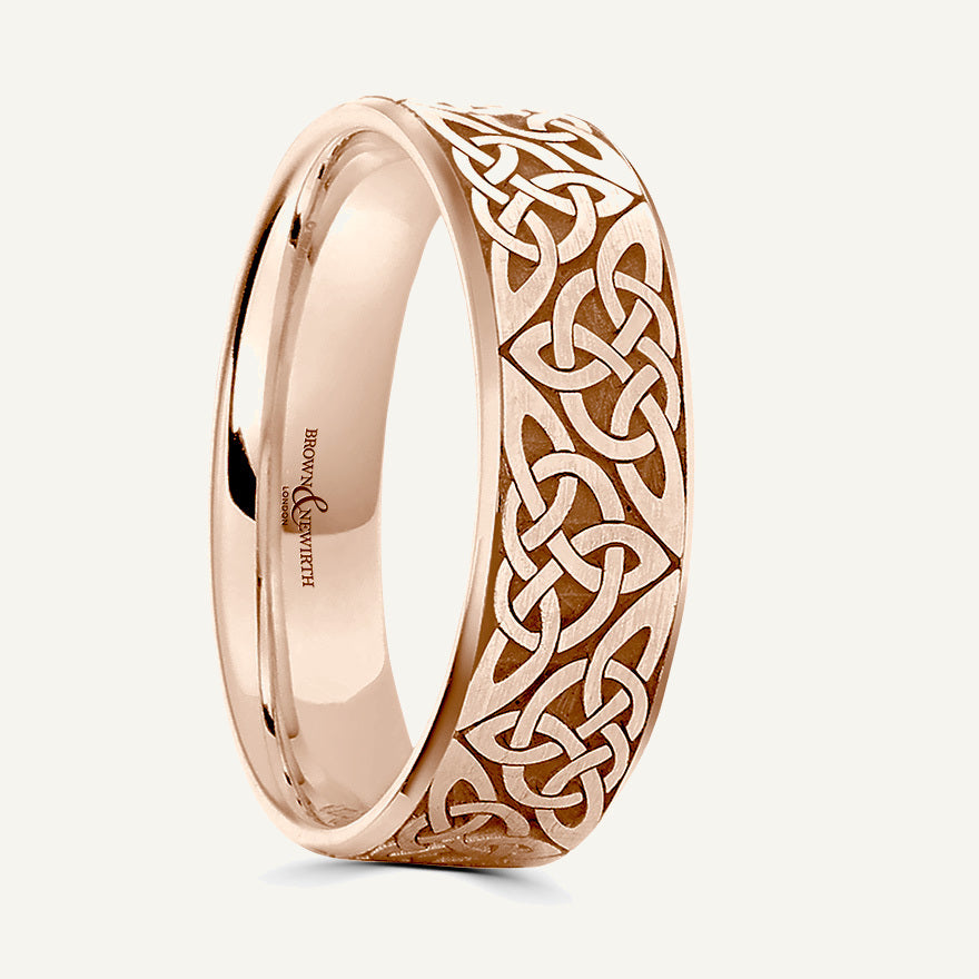 P1112 Flat Court Patterned Wedding Ring