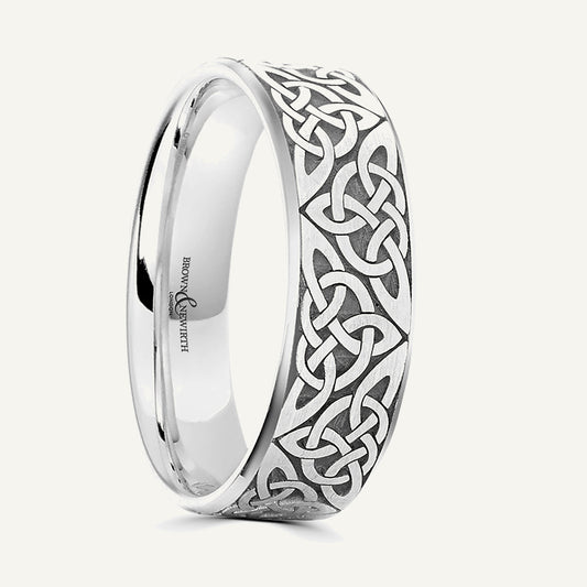 P1112 Flat Court Patterned Wedding Ring