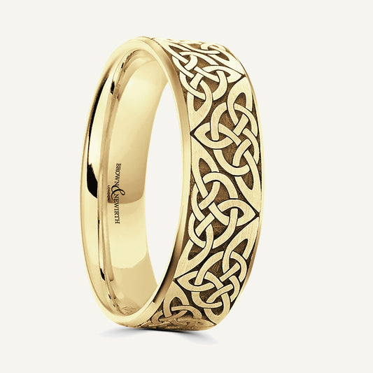 P1112 Flat Court Patterned Wedding Ring