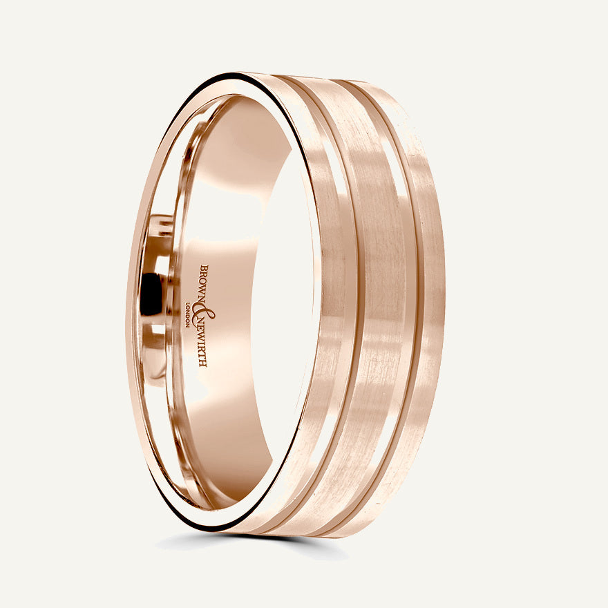 P1127 Flat Court Patterned Wedding Ring
