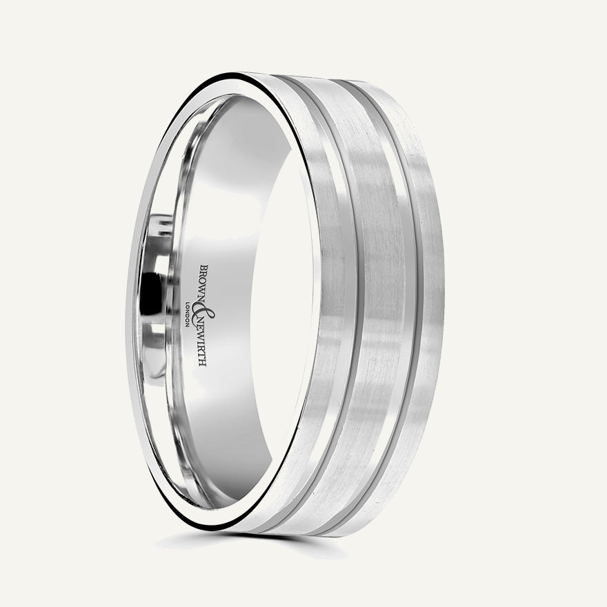 P1127 Flat Court Patterned Wedding Ring