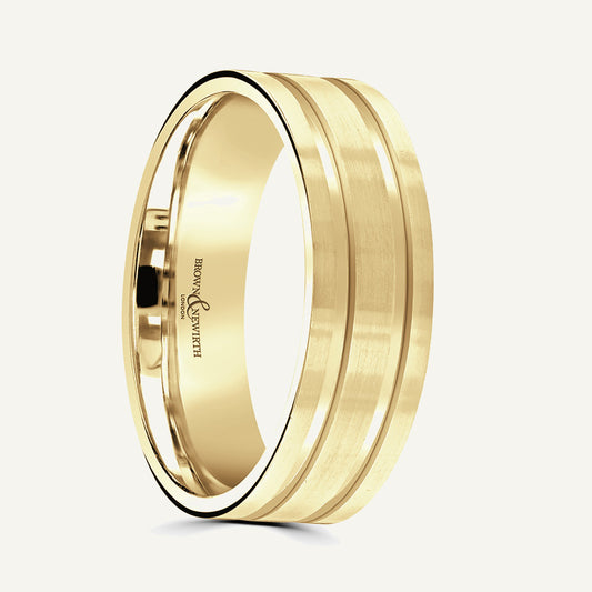 P1127 Flat Court Patterned Wedding Ring