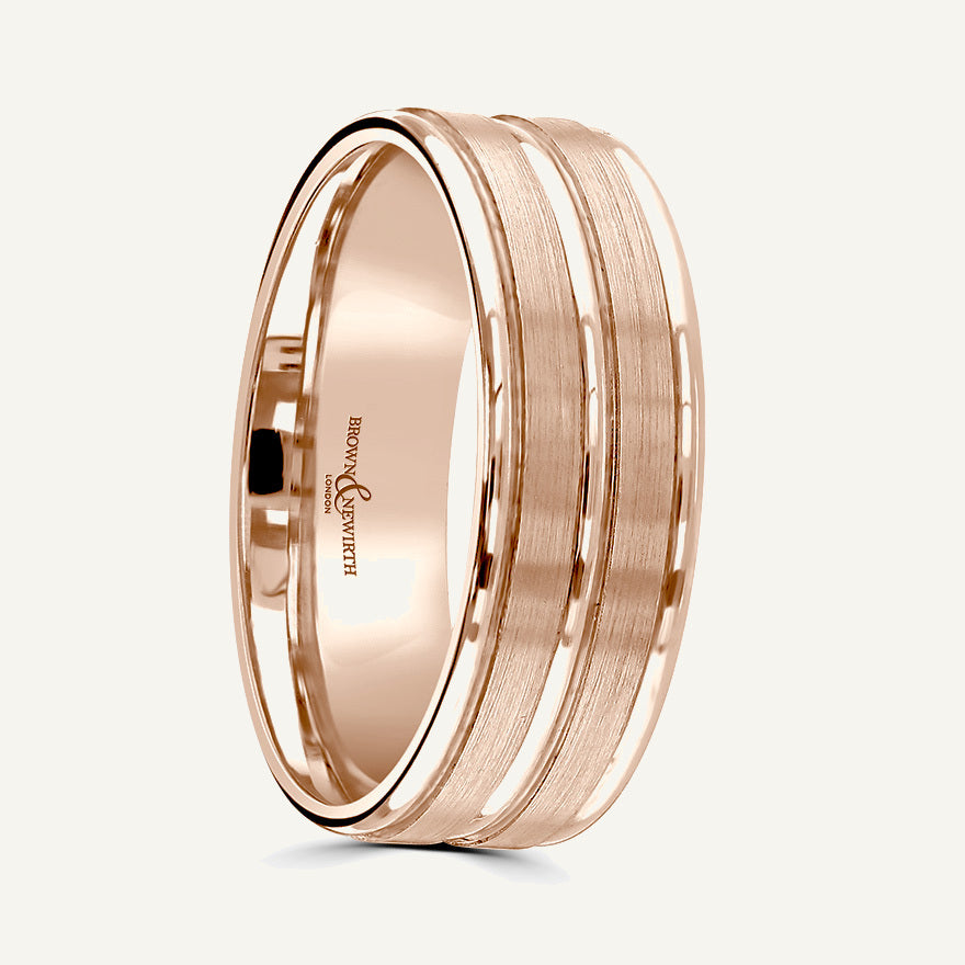 P1131 Flat Court Patterned Wedding Ring