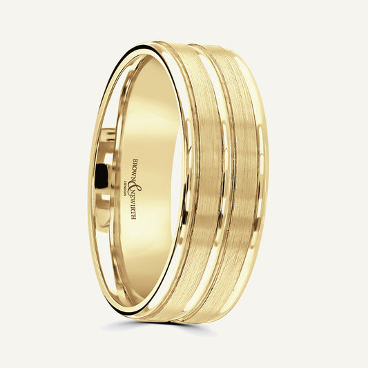 P1131 Flat Court Patterned Wedding Ring